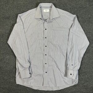 Eton Classic Fit Dress Shirt Men's Size 17.5 44 Blue White Micro Stripe Pocket